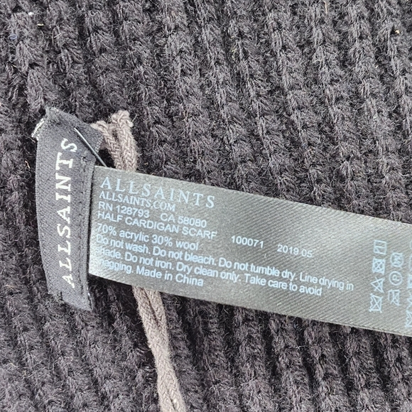 All Saints Women's Black Half Cardigan Scarf - OS - Picture 4 of 4